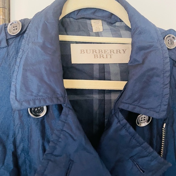 Burberry Brit Navy Blue Double Breasted Trench Coat - Picture 6 of 10